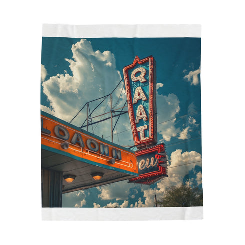 "Retro Diner Sign Plush Blanket"