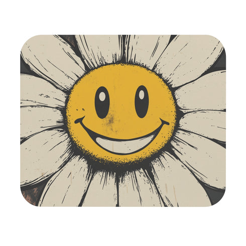 Retro Flower Emoji Mouse Pad
