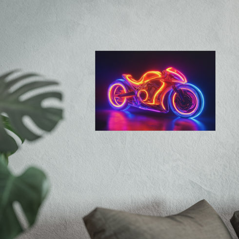 Retro Motorcycle Neon Trail Poster