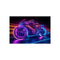 Retro Motorcycle with Neon Trail
