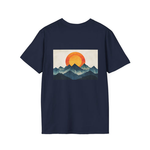 Retro Mountain T-Shirt Glowing Sun