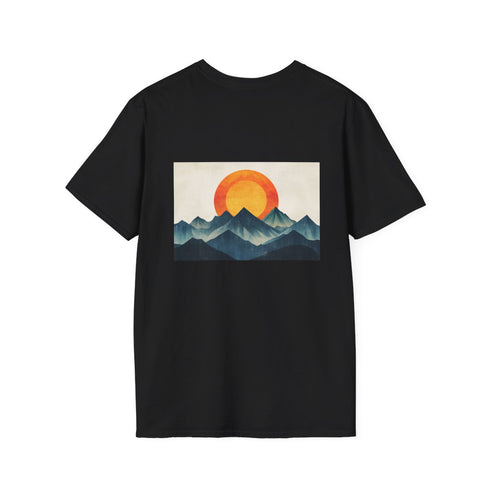 Retro Mountain T-Shirt Glowing Sun