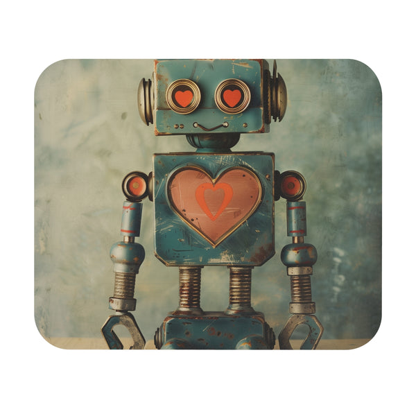 Retro Robot Love Mouse Pad