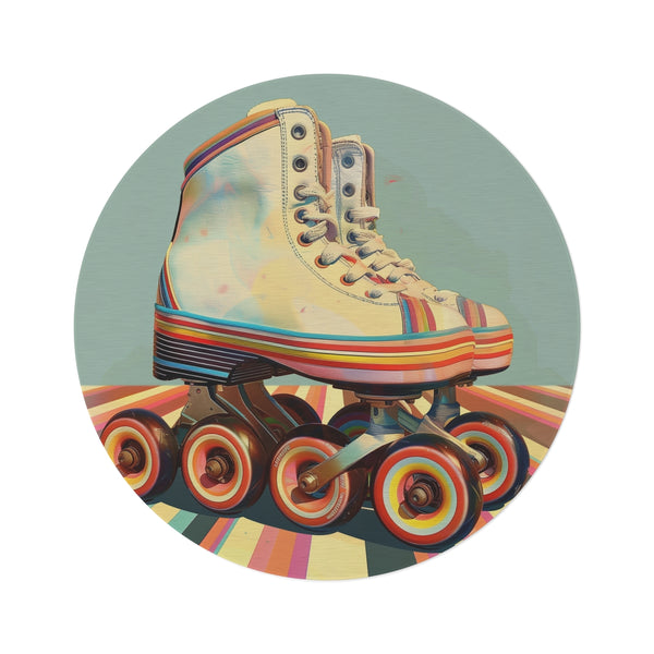 "Retro Roller Skate Round Rug: Roll in Style!"
