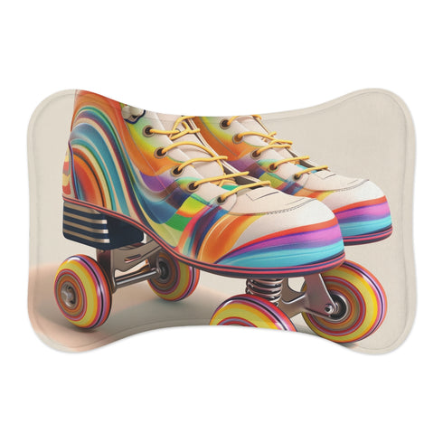 "Retro Roller Skate Stripe Pet Mat: Roll in Style!"