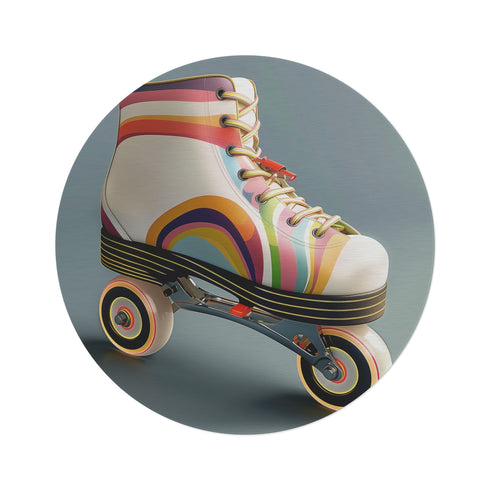 "Retro Roller Skate Striped Rug"