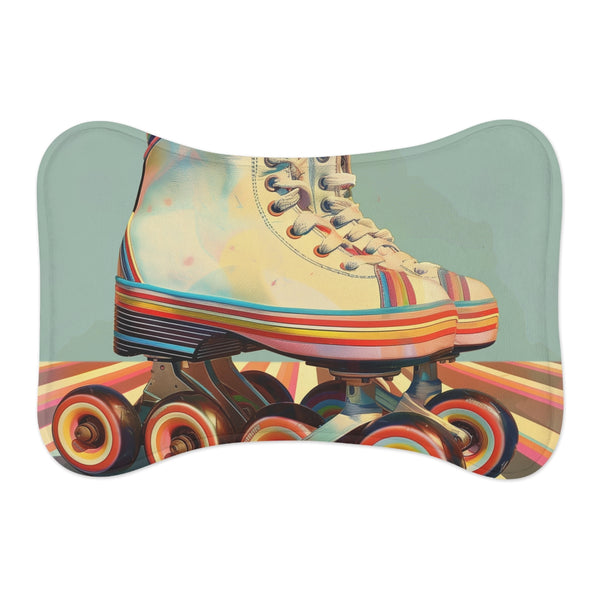 "Retro Roller Skates Pet Mat - Skate Back in Style!"