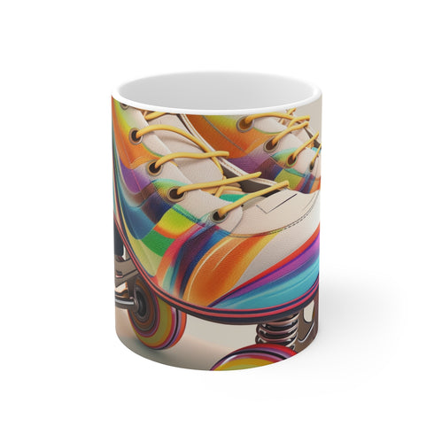 "Retro Striped Roller Skates Mug"