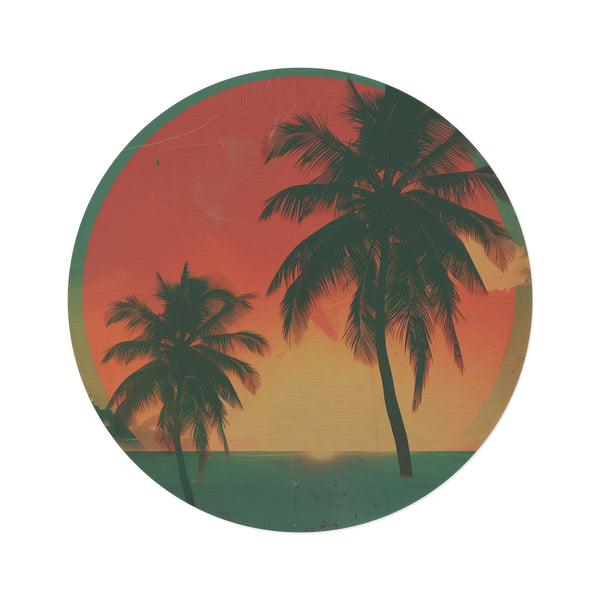 "Retro Sunset Palm Paradise Rug"