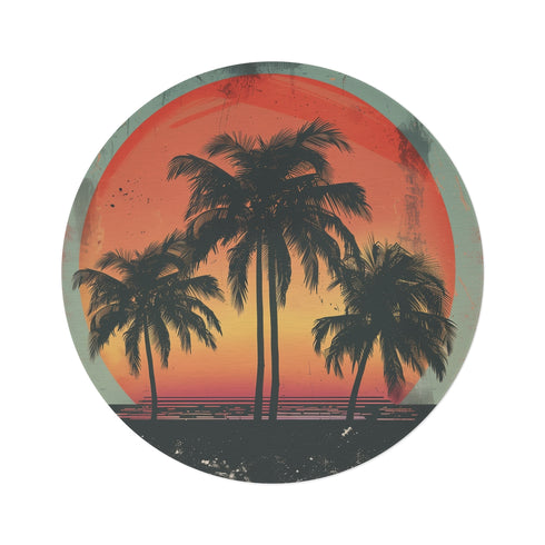 "Retro Sunset Round Rug: Timeless Charm for Your Space"