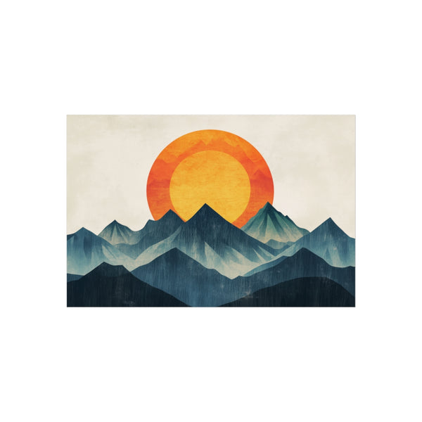 Retro Wave Mountains Glowing Sun