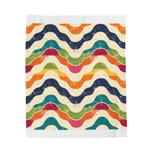 "Retro Waves Plush Blanket: Cozy Up in Vibrant Style"