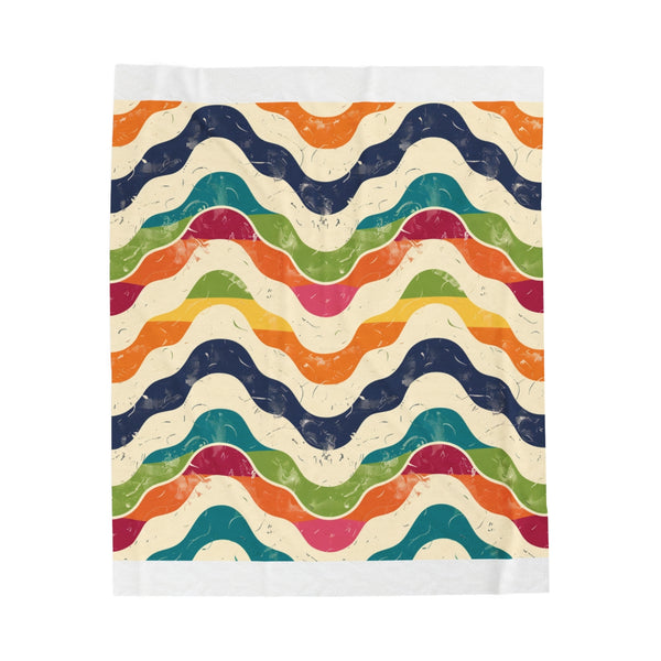 "Retro Waves Plush Blanket: Cozy Up in Vibrant Style"
