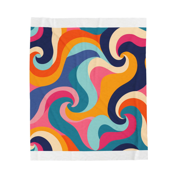 "Retro Waves Plush Blanket: Vibrant Comfort"
