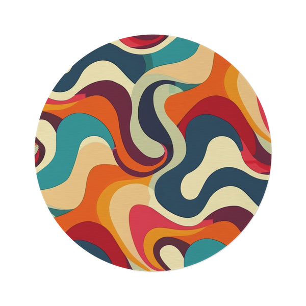 "Retro Waves Round Rug: A Blast from the Past!"