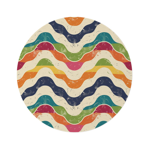 "Retro Waves Round Rug: Trendy & Vibrant Home Decor"