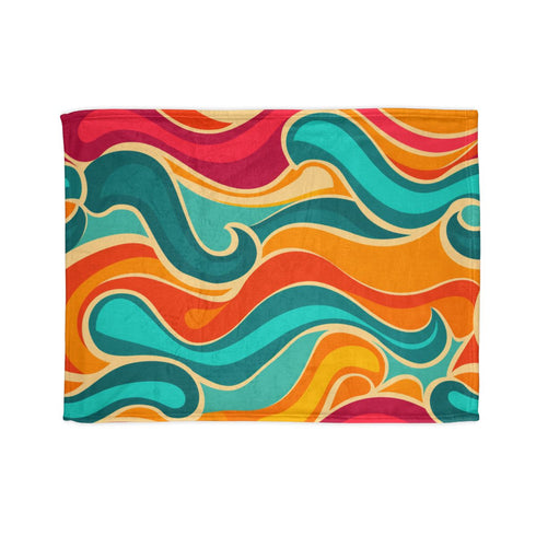 "Retro Waves Vibrant Bed Cover"