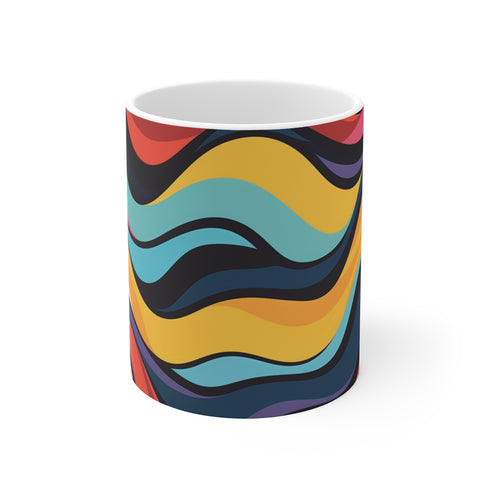 "Retro Waves Vibrant Coffee Mug"