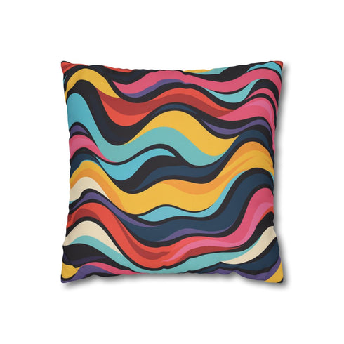 "Retro Waves Vibrant Pillowcase: Burst of Color"