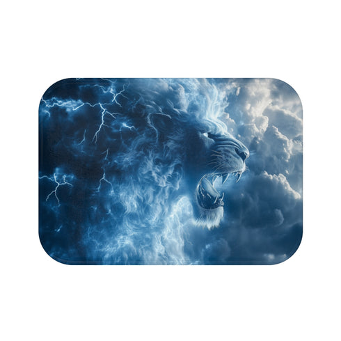"Roaring Lion Cloud Lightning Bathmat"