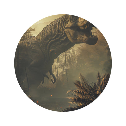 "Roaring T-Rex Round Rug: Prehistoric Perfect"