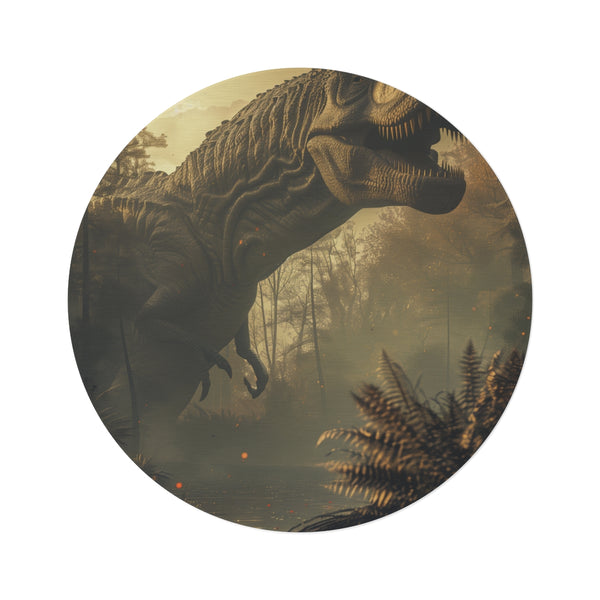 "Roaring T-Rex Round Rug: Prehistoric Perfect"