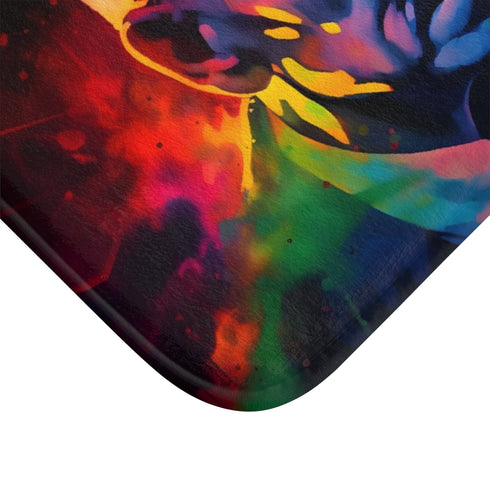 Robert Oppenheimer Watercolor Neon Colors Luxury Memory Foam Bath Mat - Microfibre Texture Close-Up