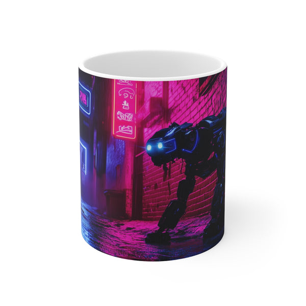 Robot Dog Neon Alley Coffee Mug