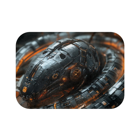 "Robot Serpent Bath Mat Overlay"