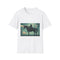 Robotic Centaur in Data Storm Graphic Unisex Softstyle T-Shirt - Front View