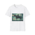 Robotic Centaur in Data Storm Graphic Unisex Softstyle T-Shirt - Front View