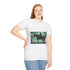 Robotic Centaur in Data Storm Graphic Unisex Softstyle T-Shirt - Model View