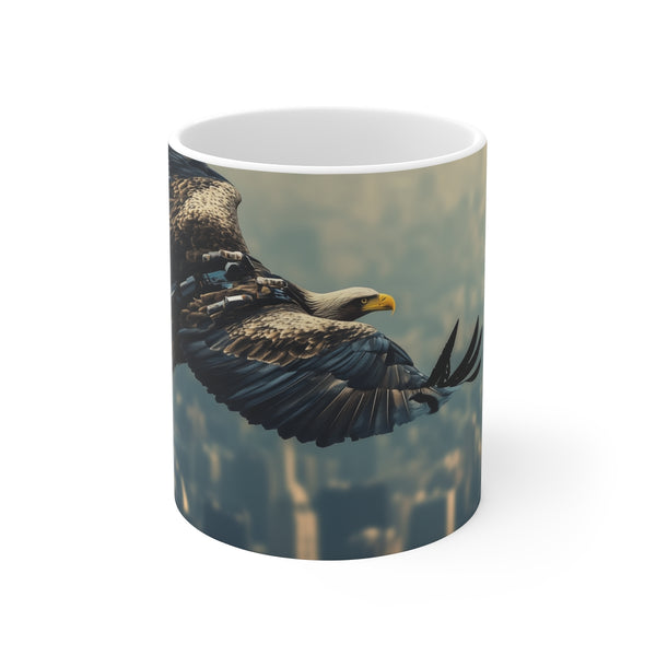 Robotic Eagle Cityscape Coffee Mug