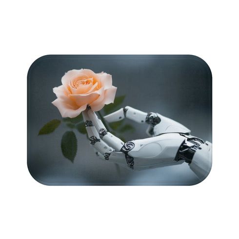 "Robotic Floral Bath Mat Cyber"