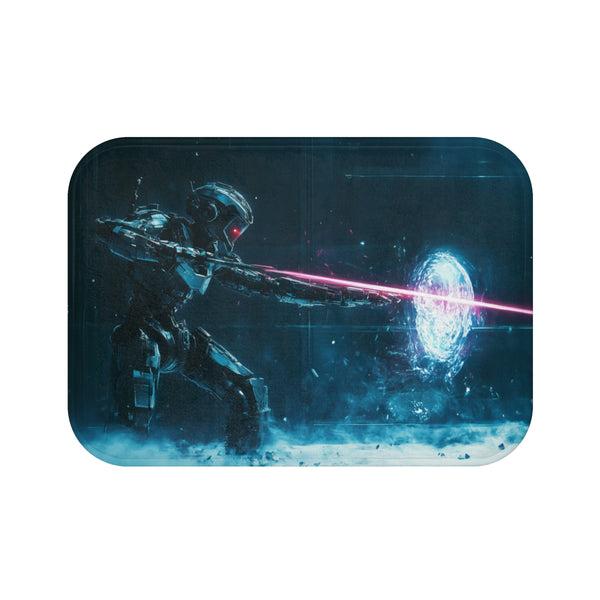"Robotic Knight Bath Mat Duel"