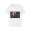 Robotic Wolf Howling at Circuit Moon Graphic Unisex Softstyle T-Shirt - Front View