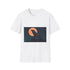 Robotic Wolf Howling at Circuit Moon Graphic Unisex Softstyle T-Shirt - Front View
