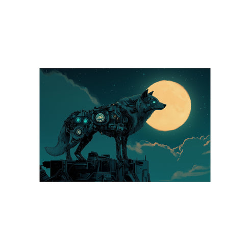 Robotic Wolf Howling at Circuit Moon