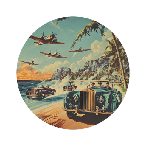 "Rolls-Royce Vintage Round Rug"