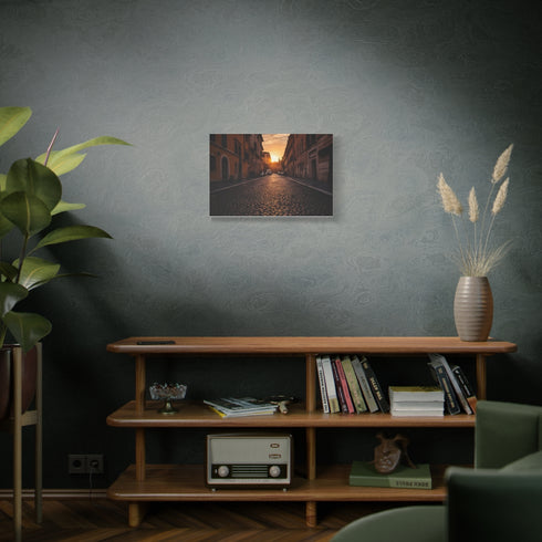 Rome Cobblestone Streets Warm Sunset Stretched Canvas Wall Art - Home Decor Wall Display | Prints With Passion
