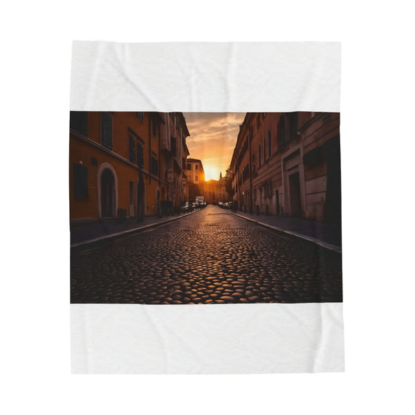 "Rome Streets Sunset Plush Blanket"