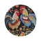 "Rooster Duo Round Rug: Vibrant, Colorful Design"