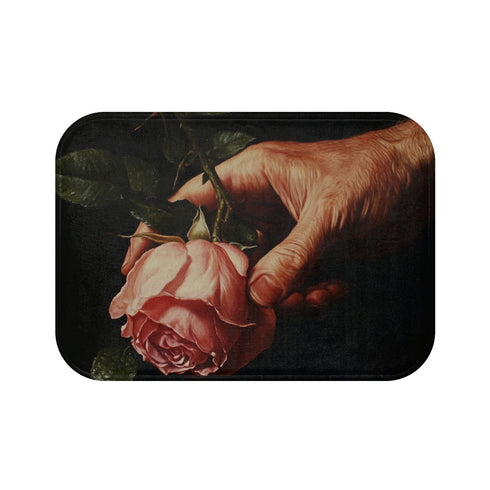 "Rose Bliss Bath Mat: Handcrafted Elegance"