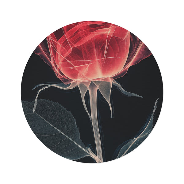 "Rose Red X-Ray Round Rug"