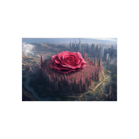 Rose-Shaped Crater City Poster Illustration