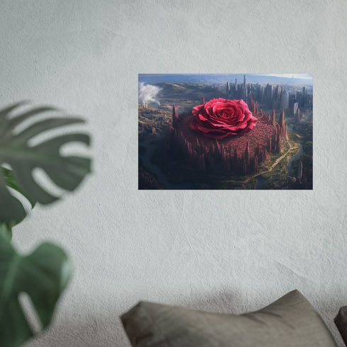 Rose-Shaped Crater City Poster Illustration