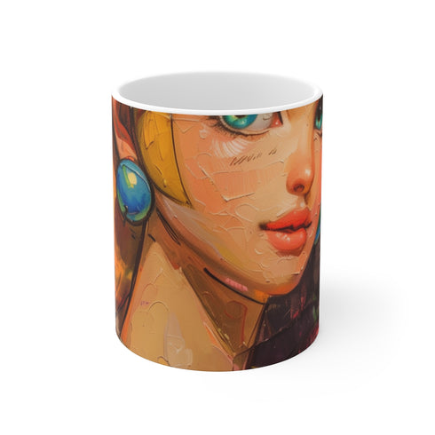"Royal Peach Painted Mug: Sip in Style"