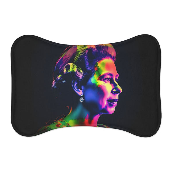 "Royal Pet Mat: Young Queen Elizabeth Neon Watercolor"