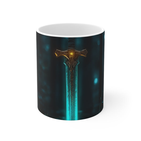 Runic Sword Glowing Forest Mug