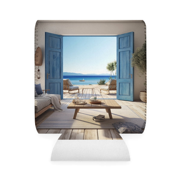 Rustic Blue Window Can Cooler